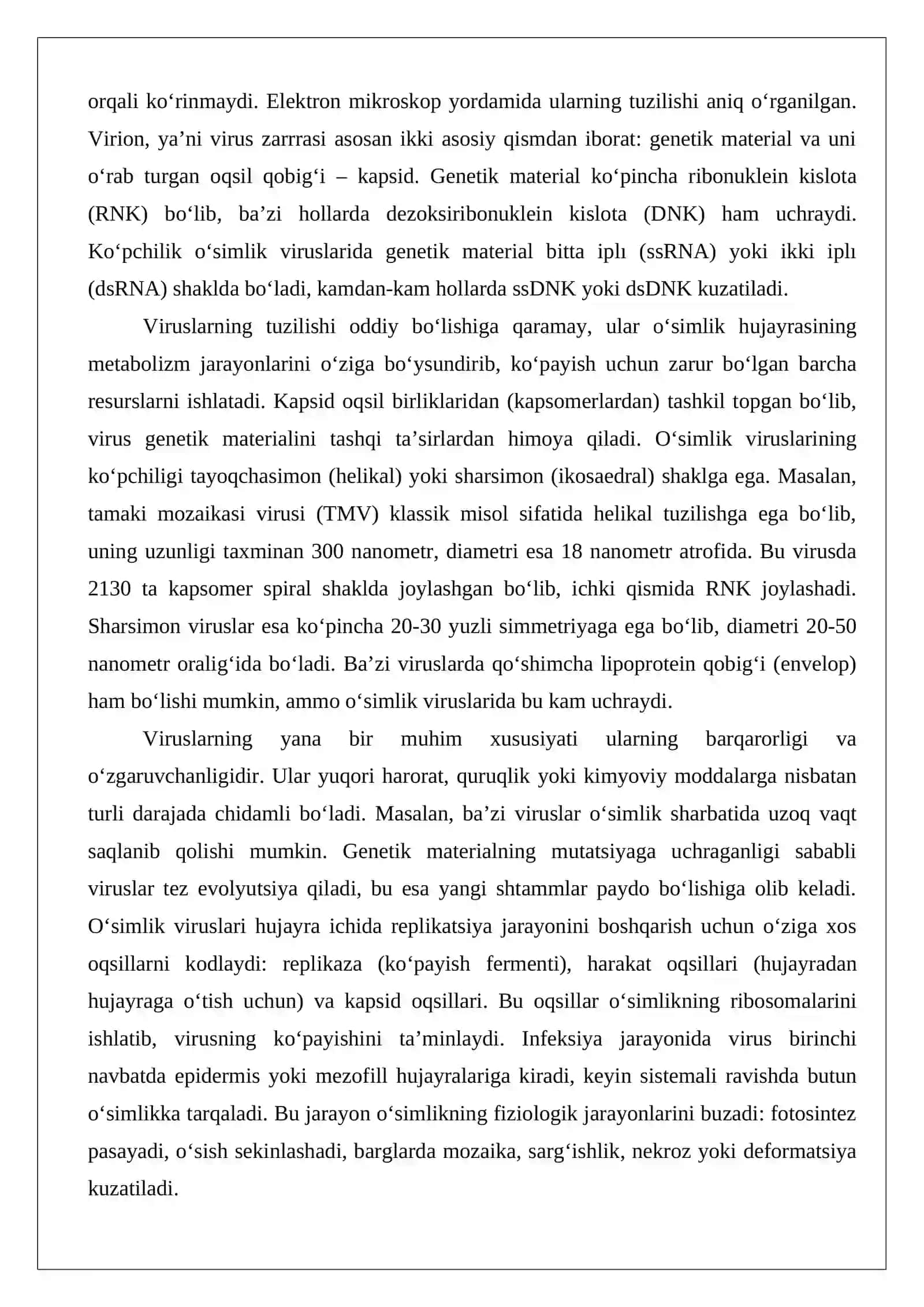 Fitopatogen viruslar va ularning xalq xo‘jaligidagi ahamiyatini tahlil etish 3