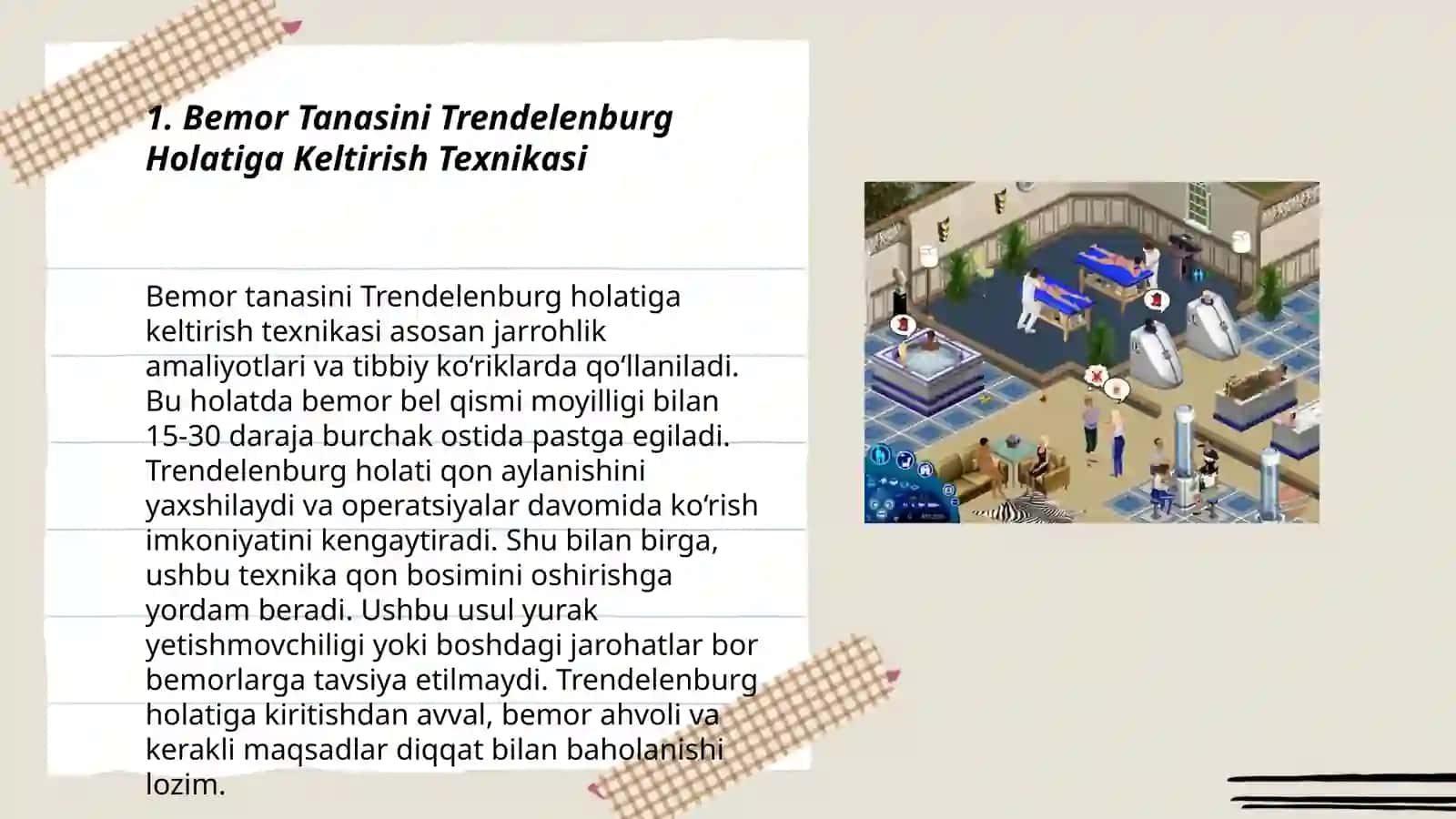 Bemor Tanasini Trendelenburg Holatiga Keltirish Texnikasi 3