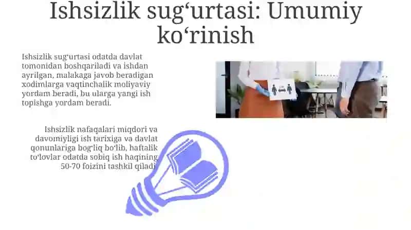 Ishsizlik hamda nogironlik boʻyicha sugʻurtalash va ishchilar uchun kompensatsiyalar 3