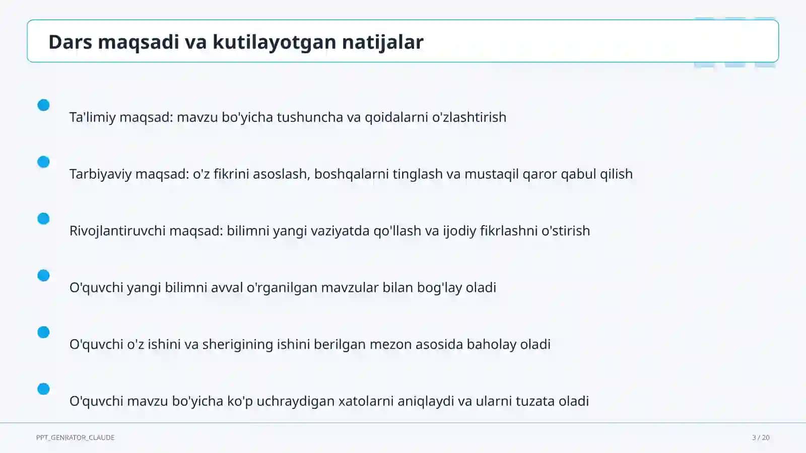 Jismoniy tarbiya (1–11) — takrorlash darsi uchun 3