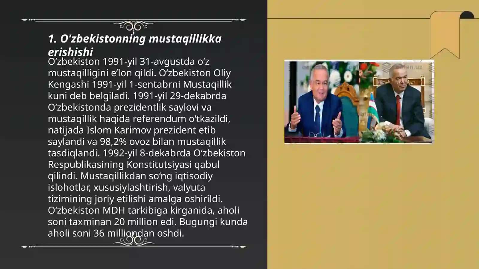 O`zbekistonda demokratik, fuqarolik jamiyati asoslarining shakkillanishi, amalga oshirilgan siyosiy jarayonlar 3