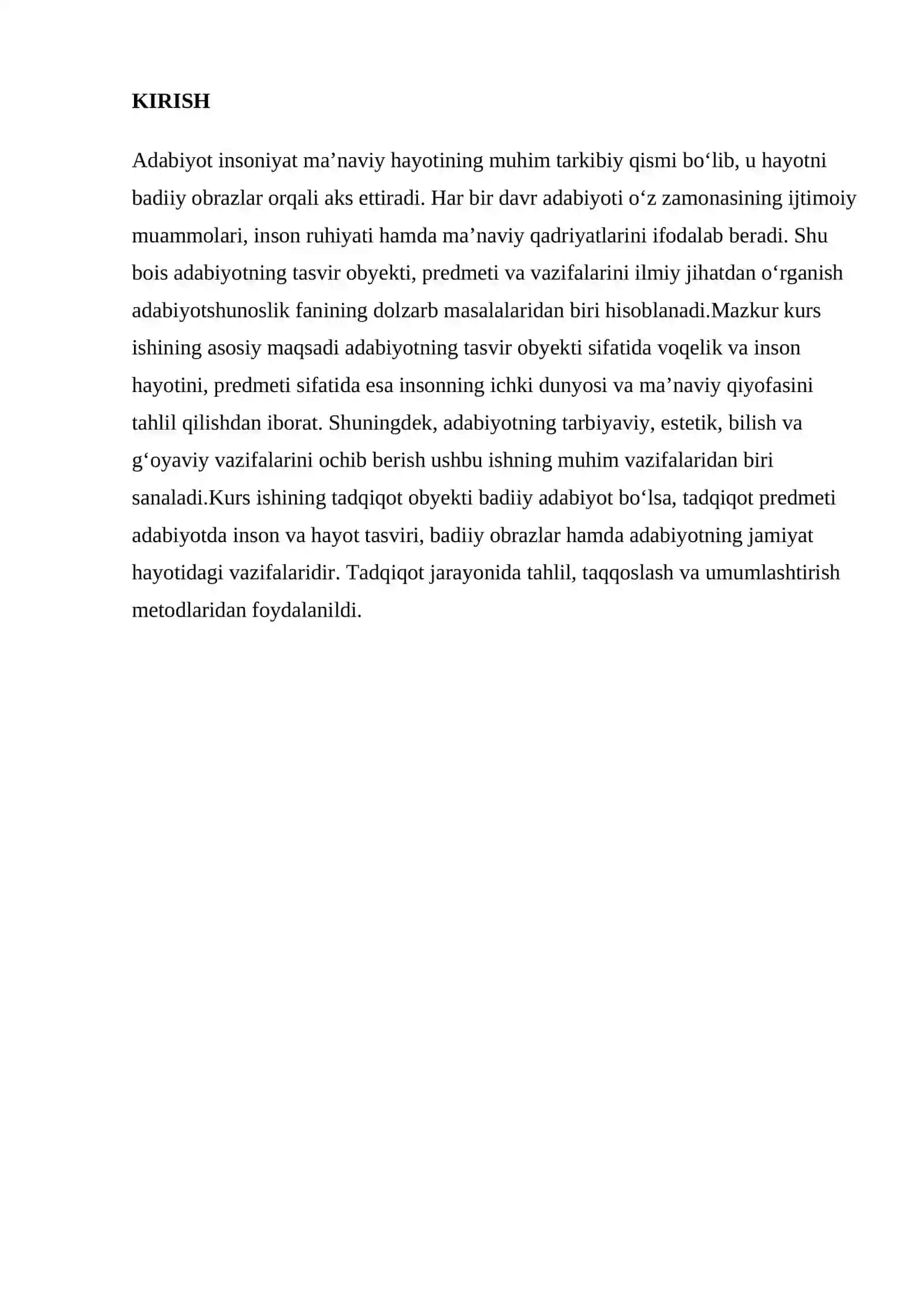 Adabiyotning tasvir obyekti, predmeti va vazifasi 3