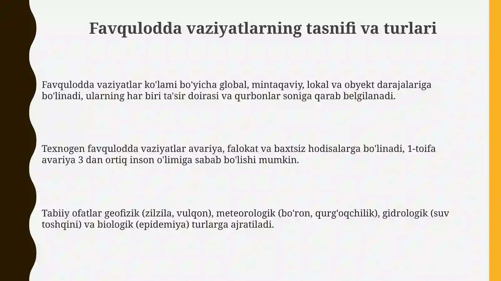 Favqulodda vaziyatlarning tasnifi va turlari 3