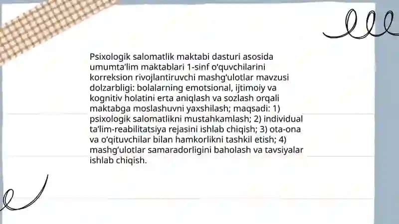 Psixologik salomatlik maktabi dasturi 3