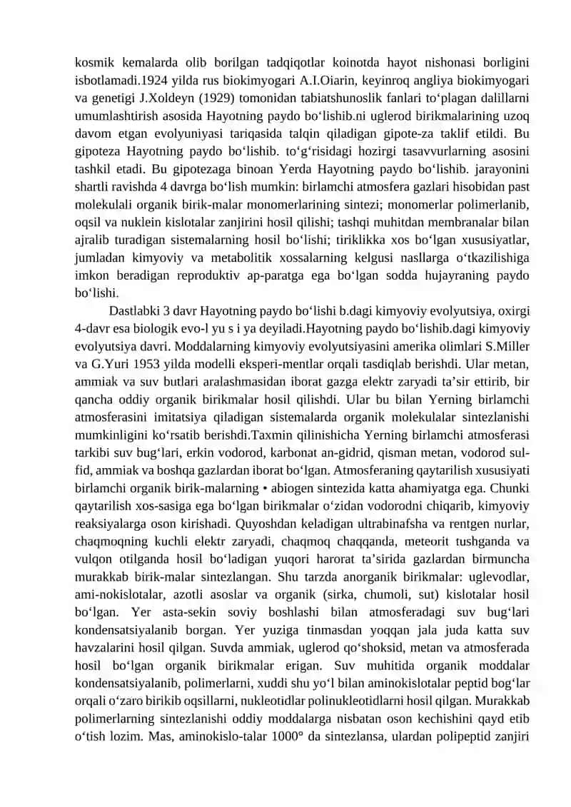 Yerda Hayot Rivojlanishining Asosiy Bosqichlari 3