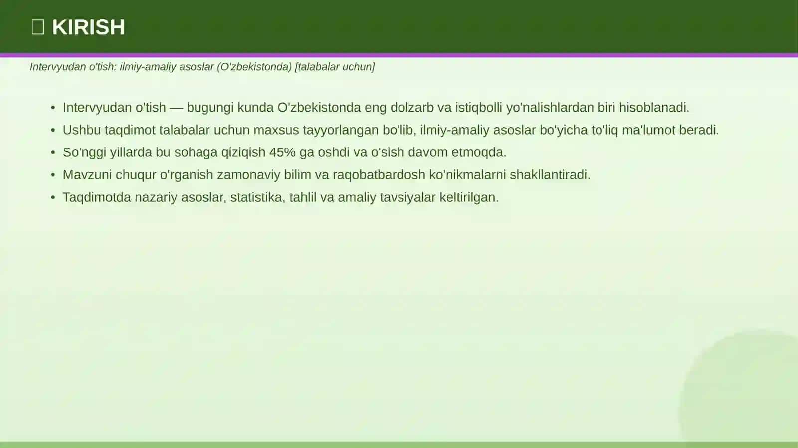 Intervyudan o'tish: ilmiy-amaliy asoslar (O'zbekistonda) [talabalar uchun] 3