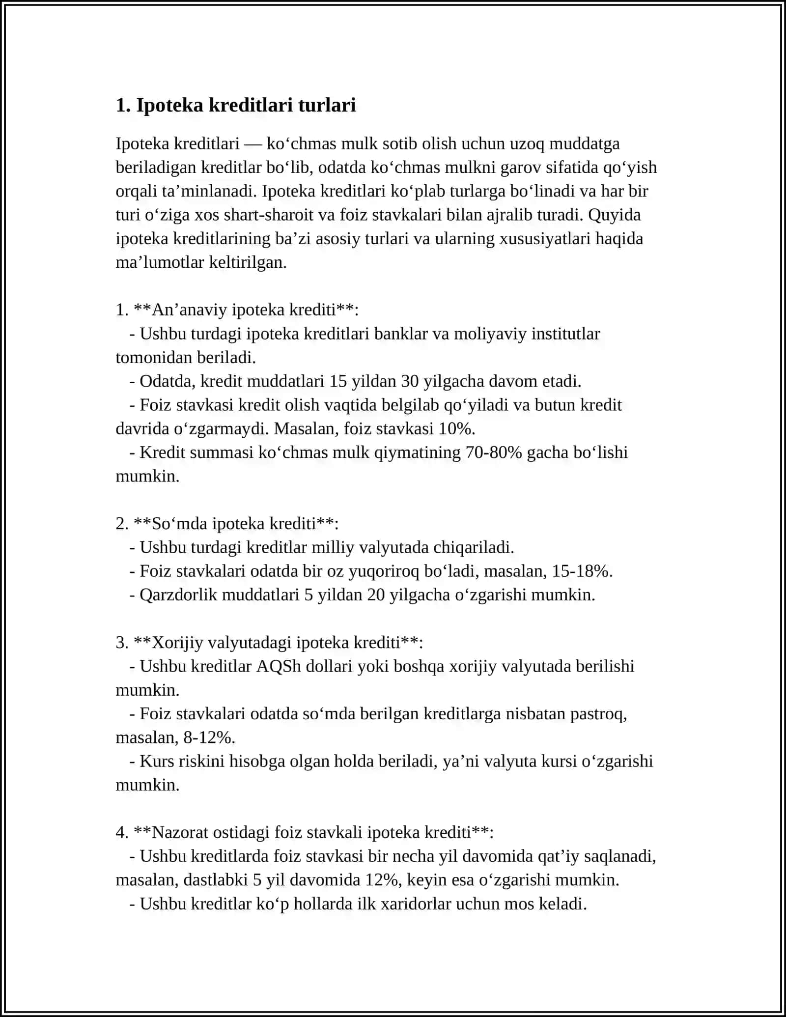 BANKLARDA IPOTEKA KREDITLARI HISOBI 3
