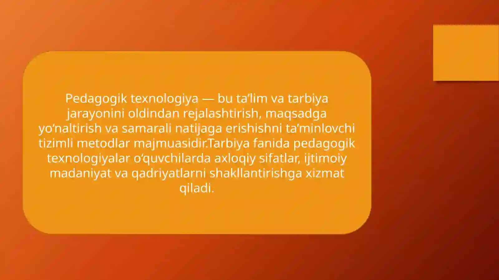 Pedagogik texnologiya: Tarbiya fanini oqitishda foydalaniladigan metodlarni kvalifikatsiyalash 3