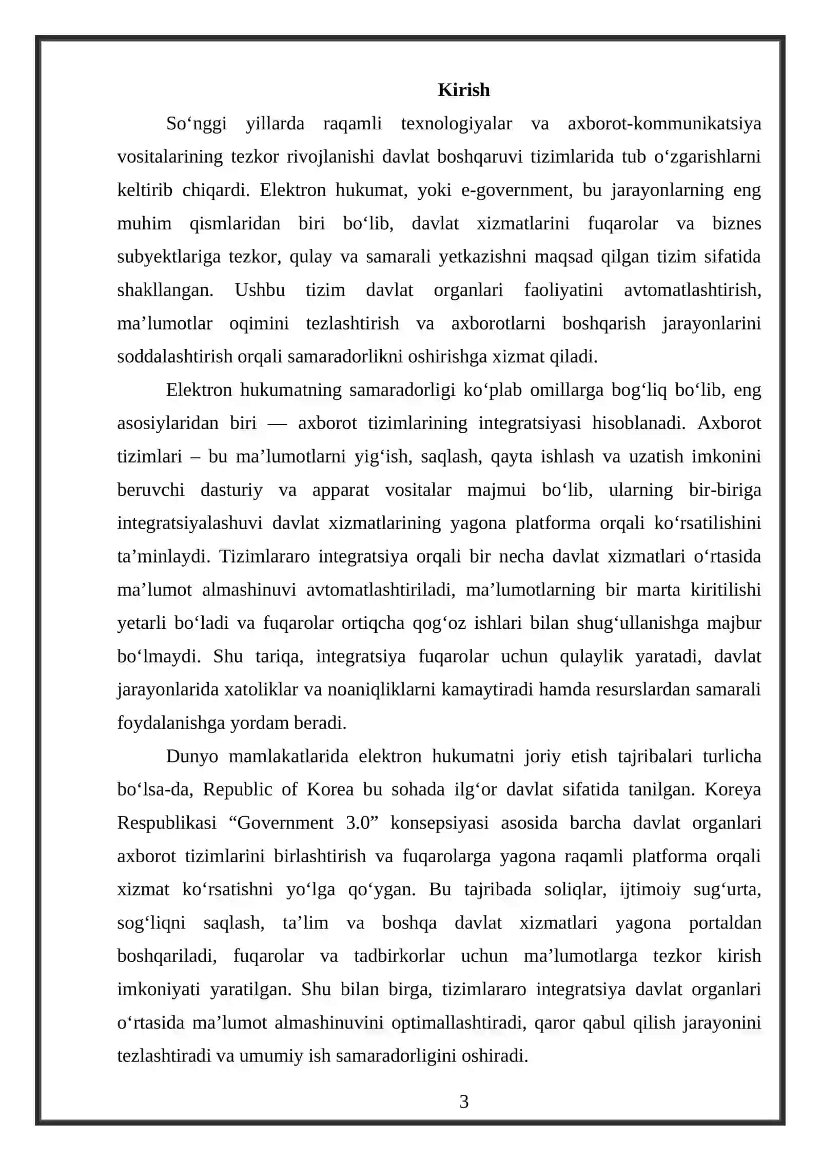 Elektron hukumatda axborot tizimlari integratsiyasi. Republic of Korea tajribasi. 3