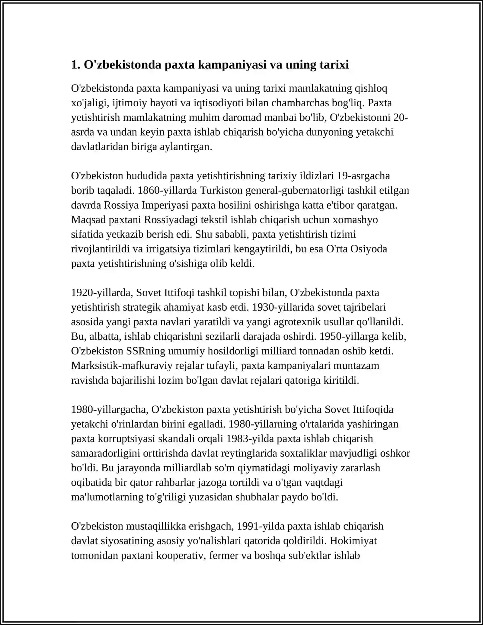 O‘zbekistonda Amalga Oshirilgan „ Paxta Ishi“, „ O‘zbek Ishi“ deb Nomlangan Siyosiy Qatagʻonlar 3