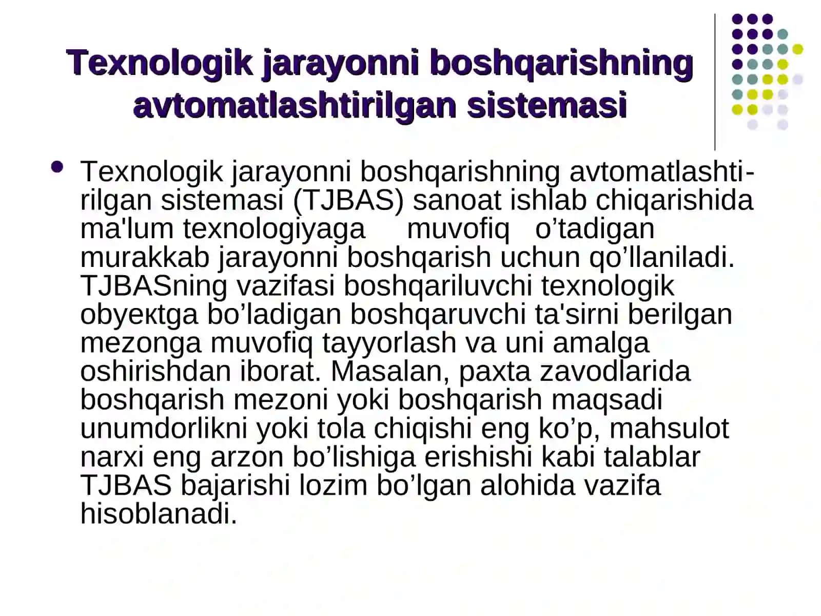 Texnologik jarayonni boshqarishning avtomatlashtirilgan sistemasi 3