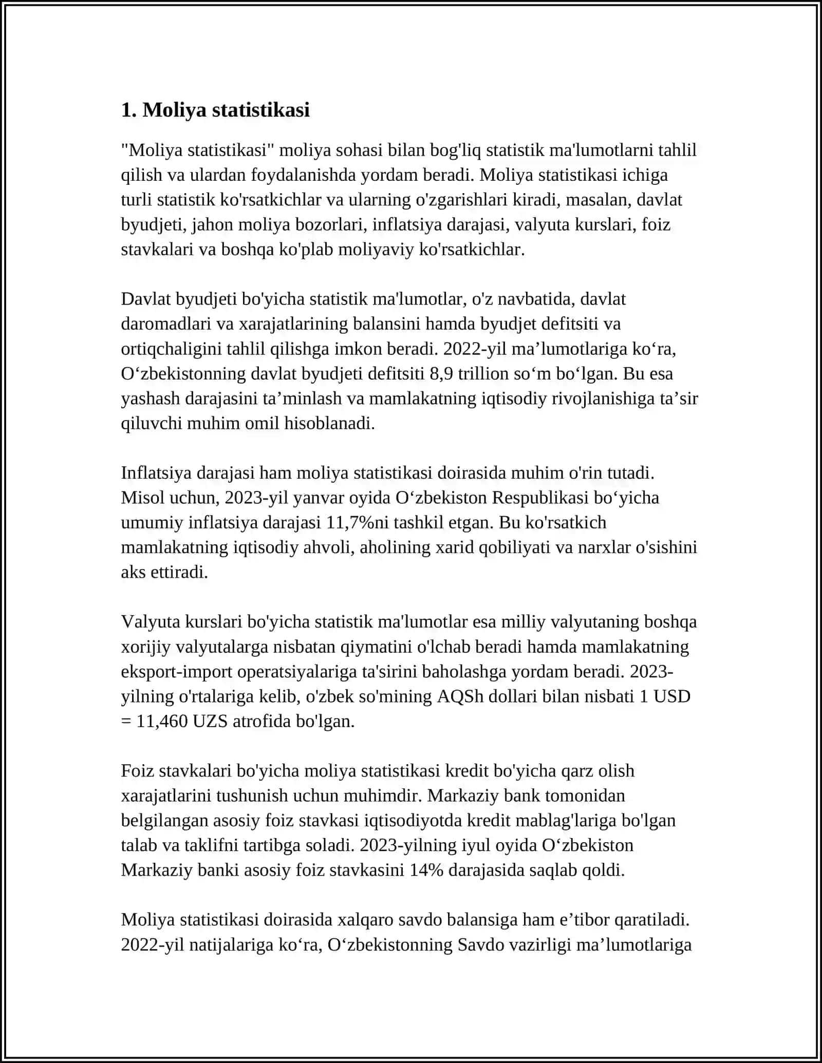 MOLIYA-KREDIT VA DAVLAT BYUDJETI STATISTIKASI 3