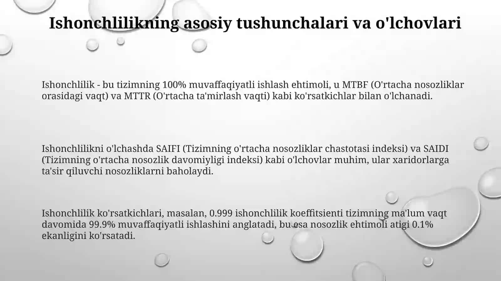 Energetika va elektr ta'minoti da ishonchlilik masalalari 3