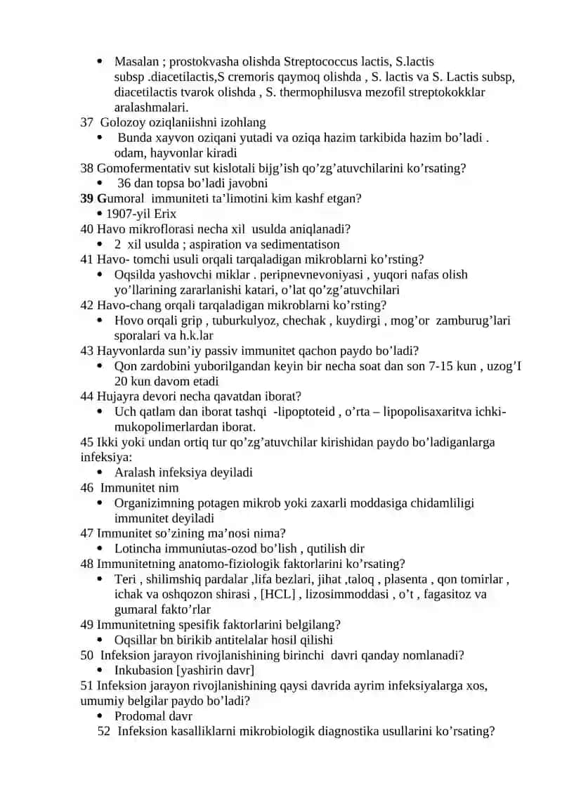 MIKROBIOLOGIYA FANIDAN TEST SAVOLLARI 3