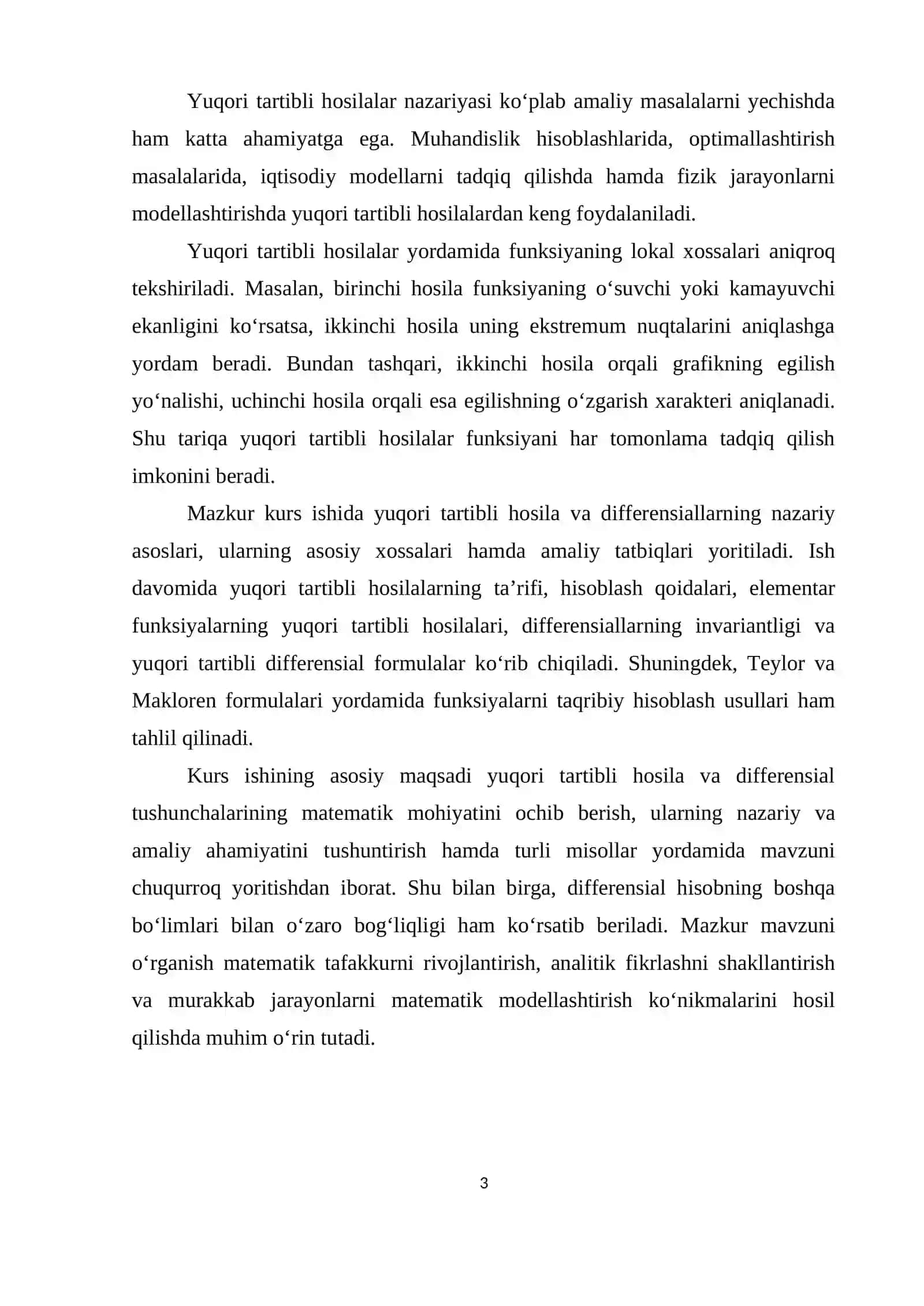 Yuqori tartibli hosila va differensiallar 3