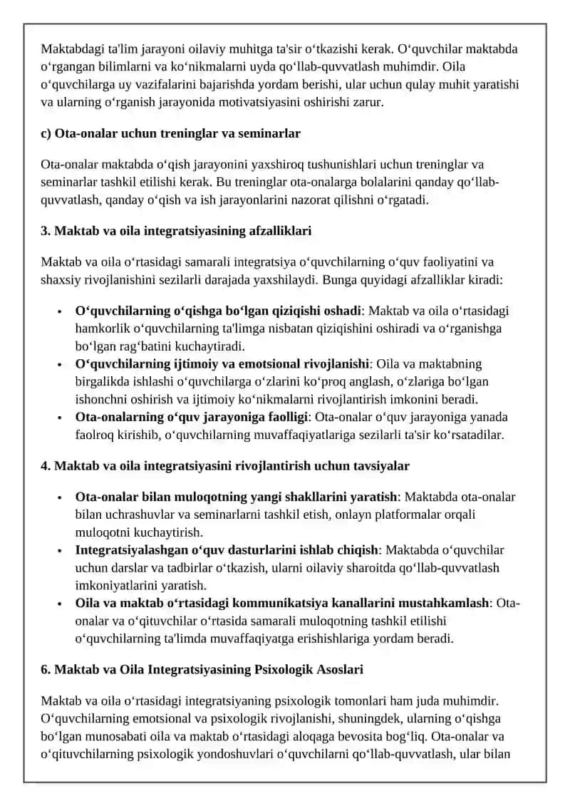 Maktab va Oila Integratsiyasi 3