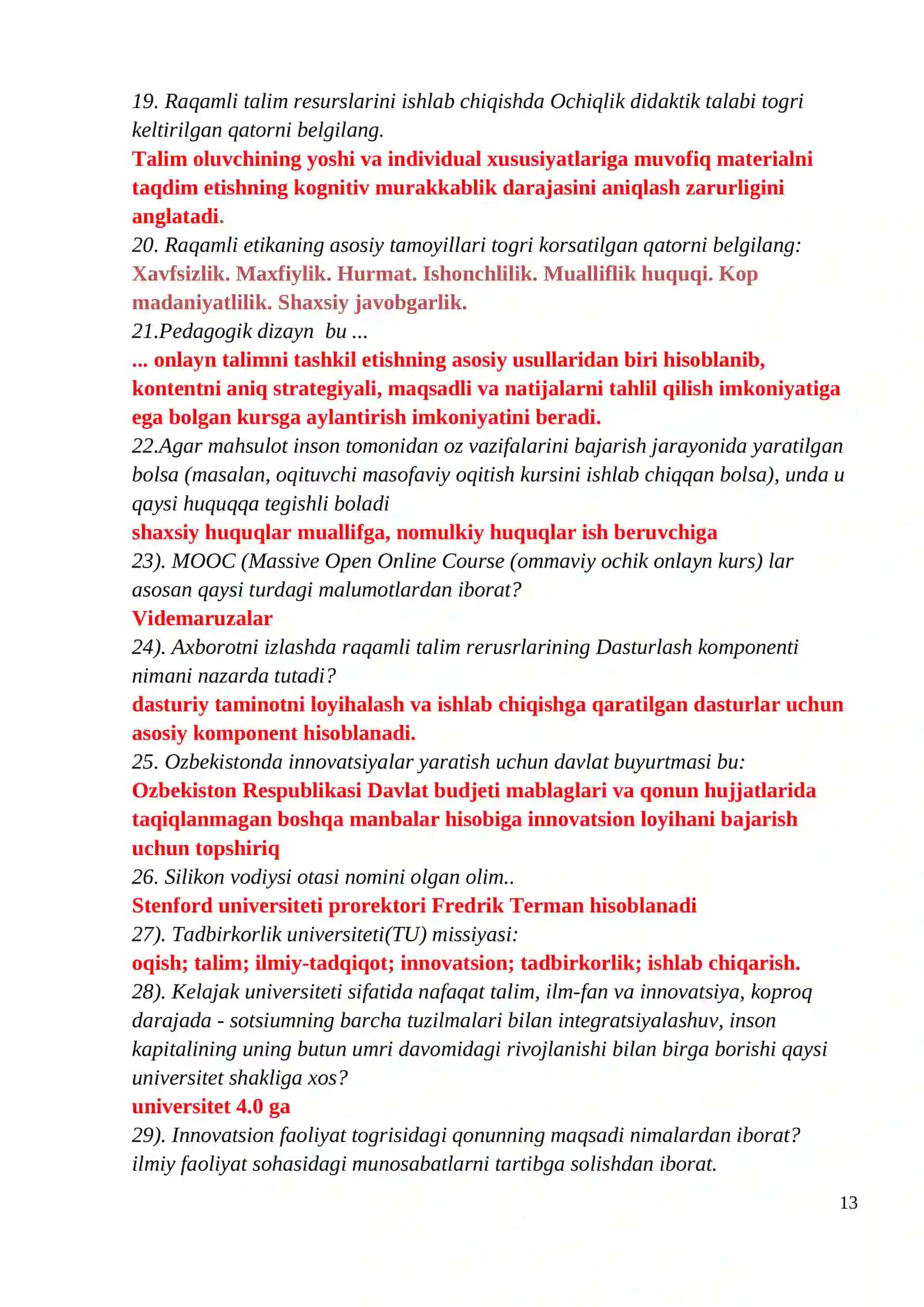 Malaka oshirish testi 3