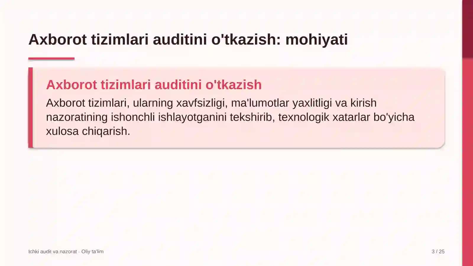 ICHKI AUDIT VA NAZORAT · OLIY TA'LIM 3