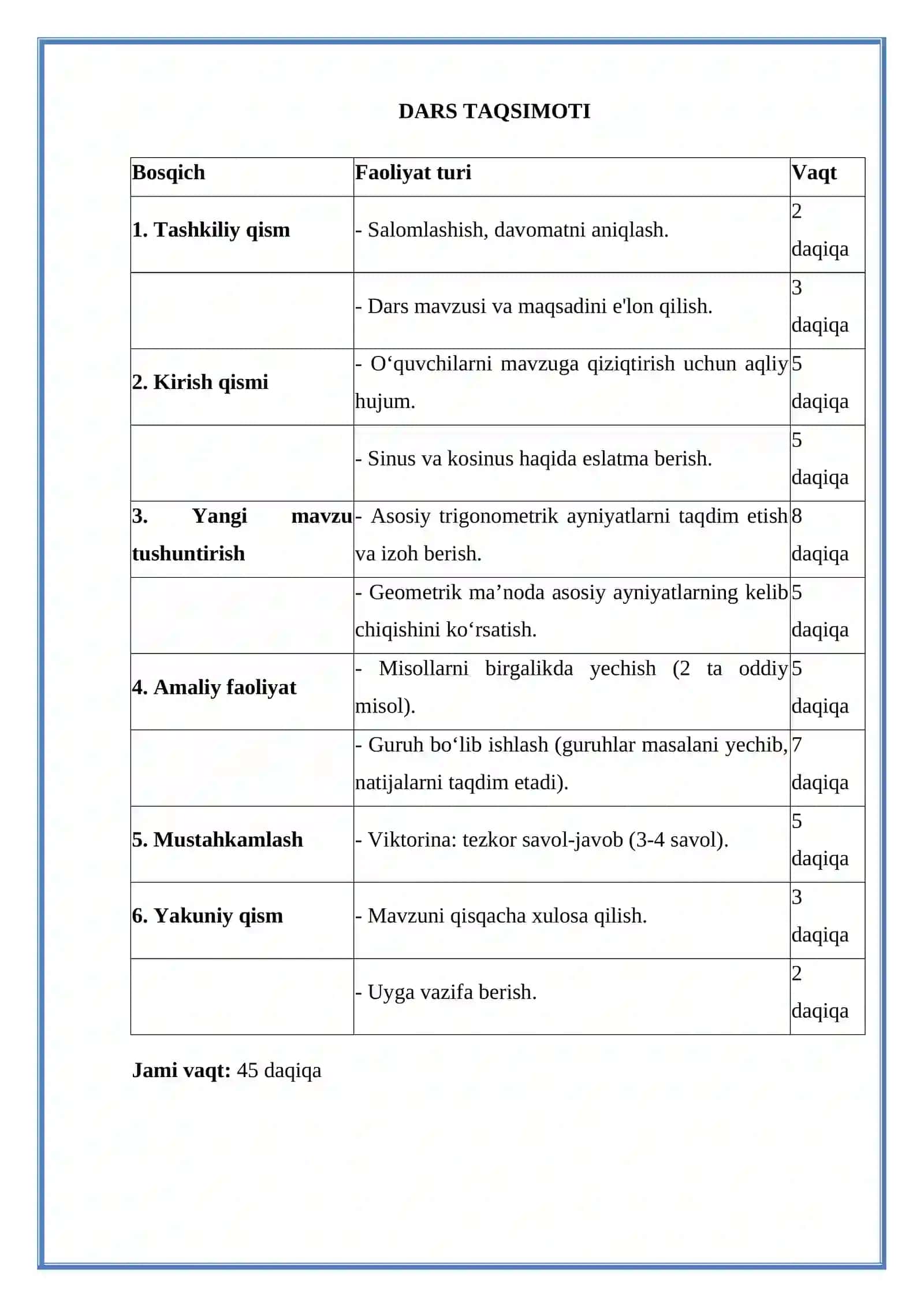 8-sinf geometriya fanidan 1 soatlik dars 3