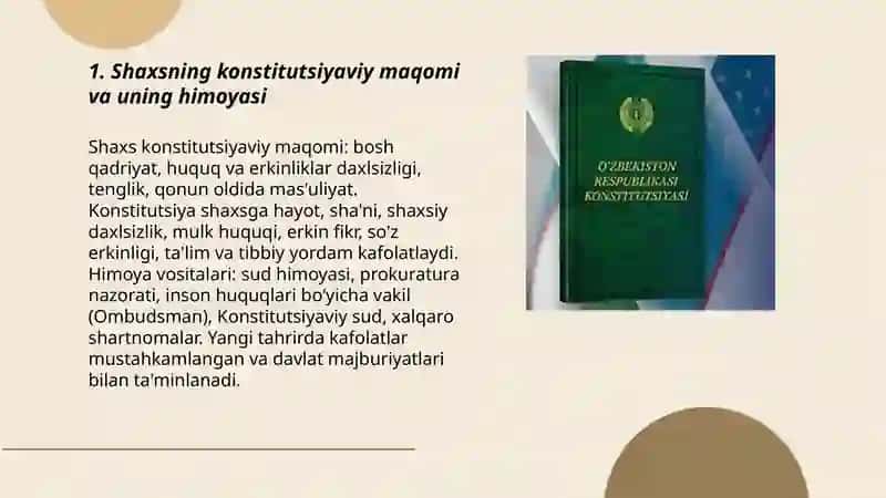 Yangi tahrirdagi O‘zbekiston Respublikasi Konstitutsiyasida shaxsning huquqiy maqomi va fuqarolik masalalari 3