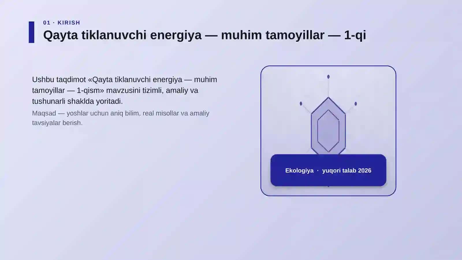 Qayta tiklanuvchi energiya — muhim tamoyillar — 1-qism 3