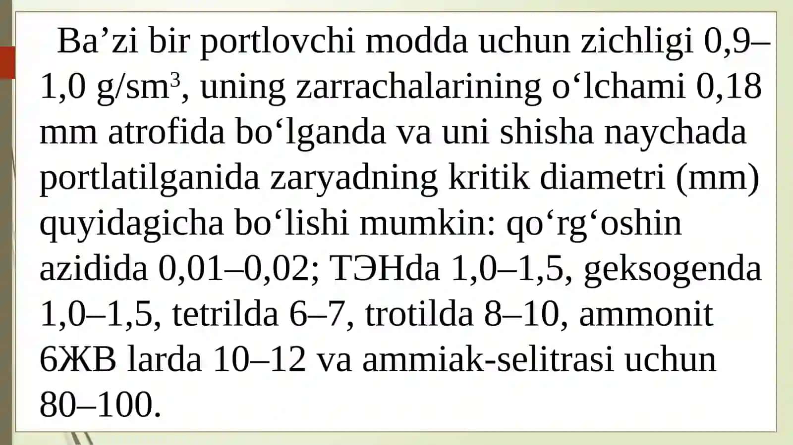 9-MA’RUZA:DETONATSIYA TURG‘UNLIGI 3