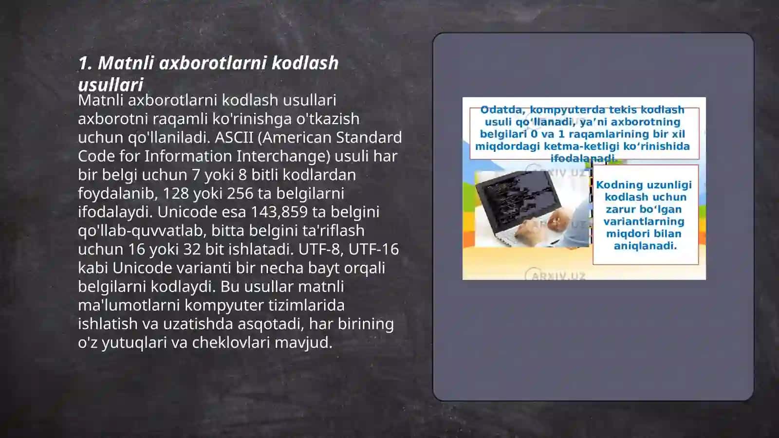 Matnli axborotlarni kodlash 3