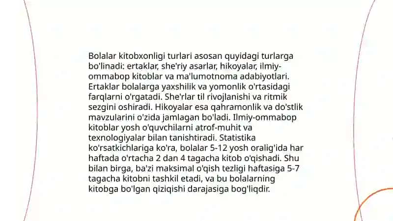 Bolalar kitobxonligining o'ziga xos jihatlari 3