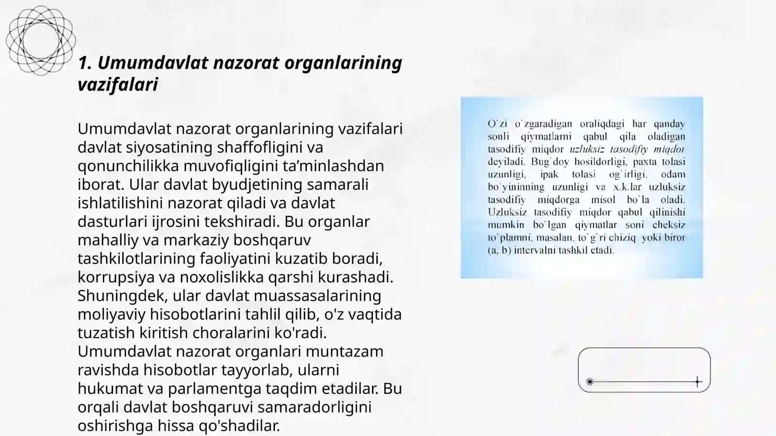 Umumdavlat nazorat organlari va ularning moliyaviy nazoratni tashkil etishdagi oʻrni 3