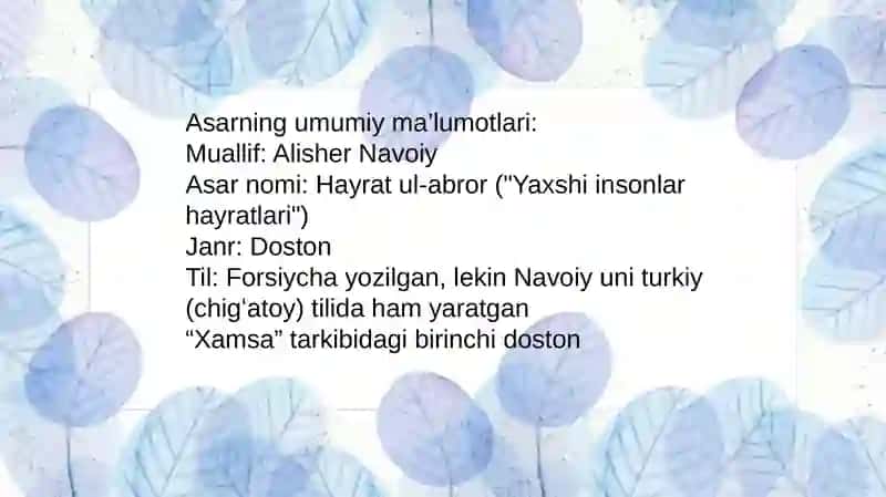 Hayrat ul-abror ("Yaxshi insonlar hayratlari") 3