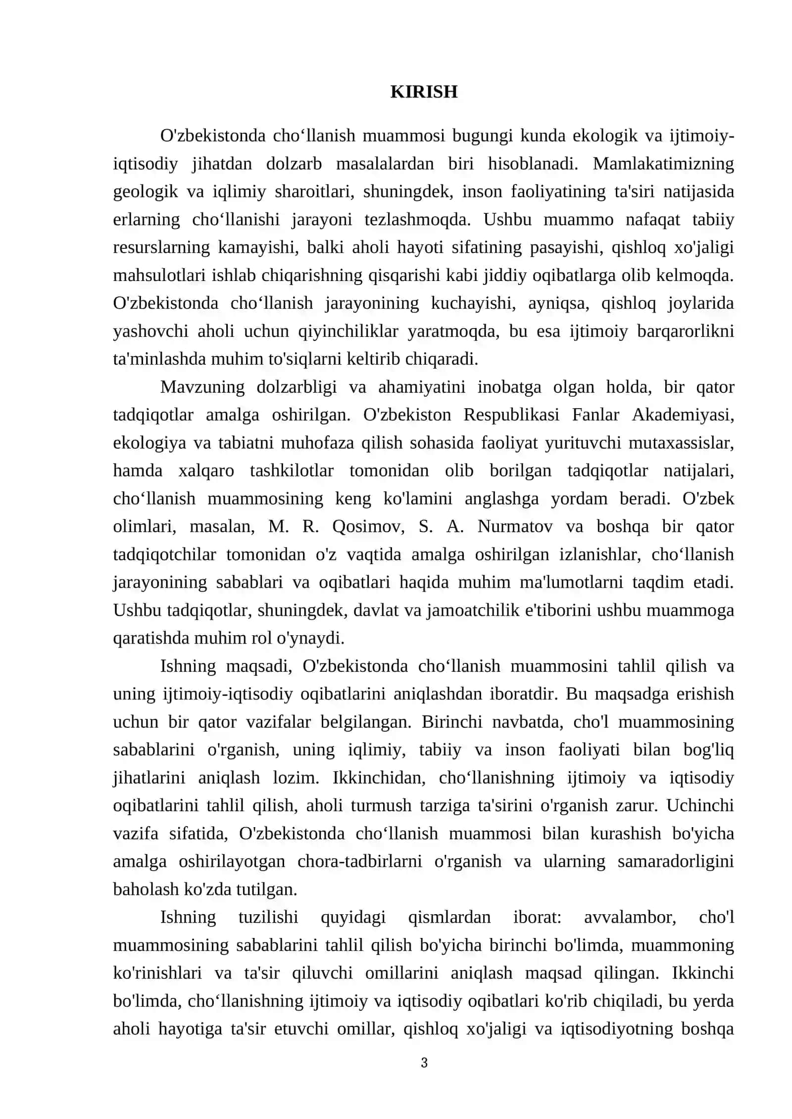 O'zbekistonda choʻllanish muammosi va uning oqibatlari 3