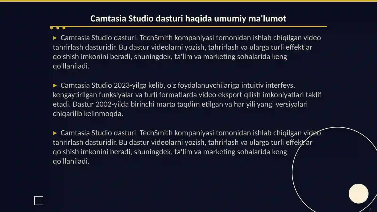Camtasia Studio dasturini sozlash 3