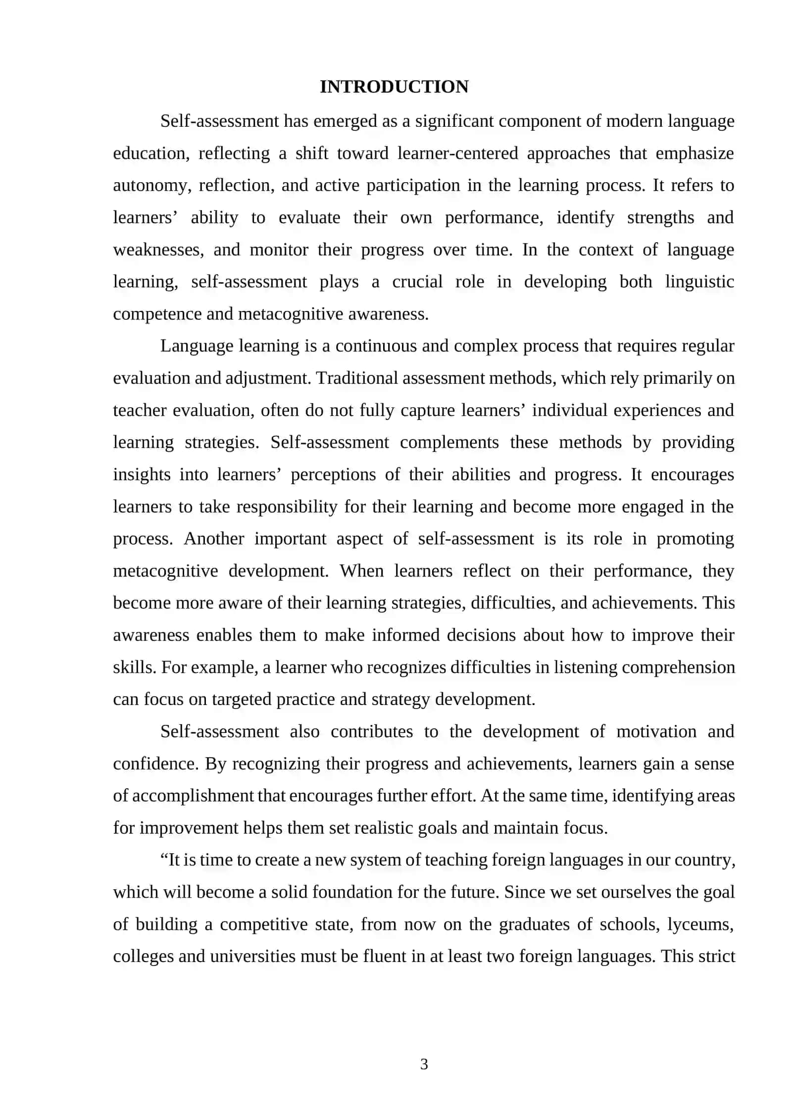 Self-assessment in Language Learning 3