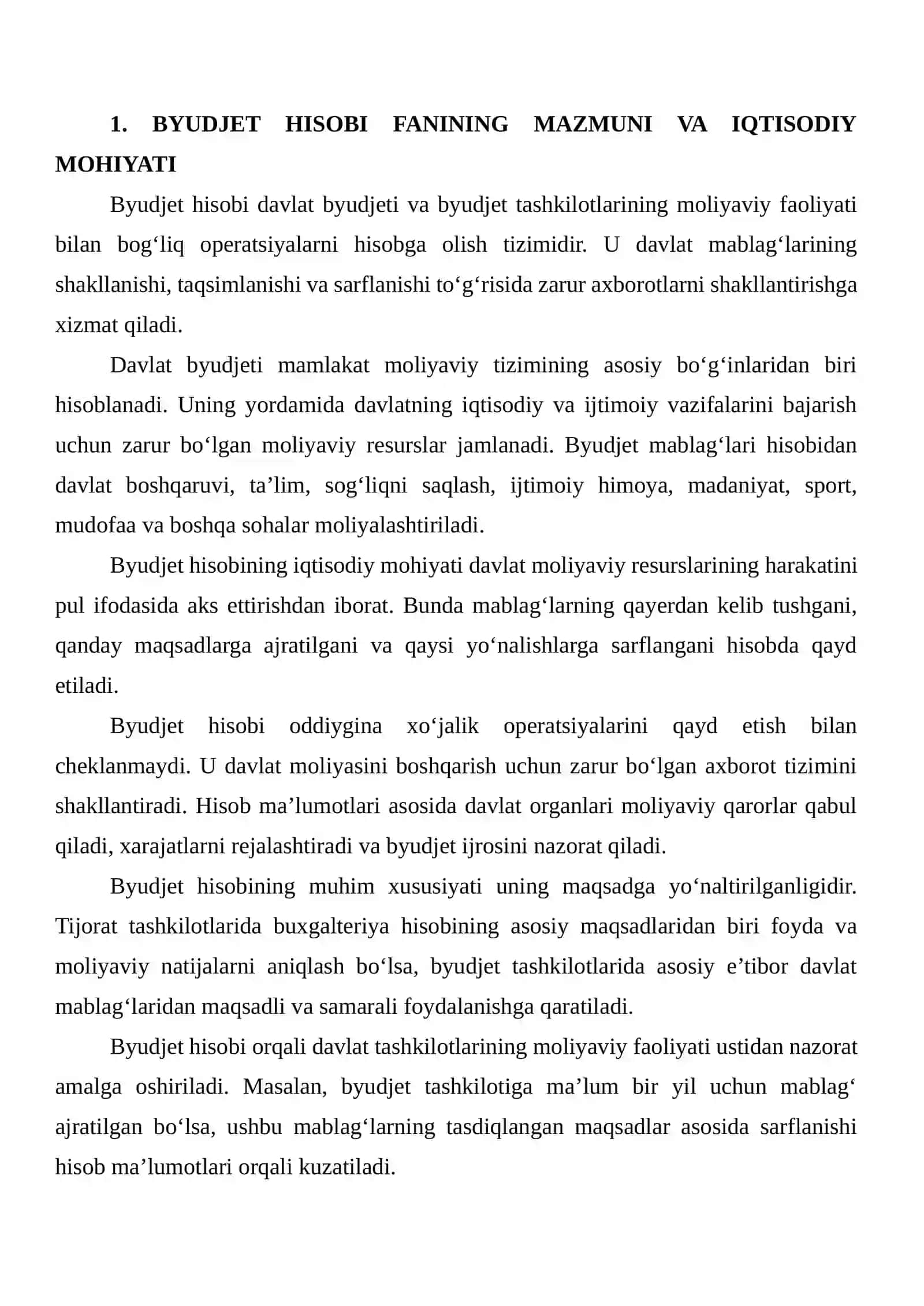BYUDJET HISOBI FANINING PREDMETI, OBYEKTI VA VAZIFALARI 3