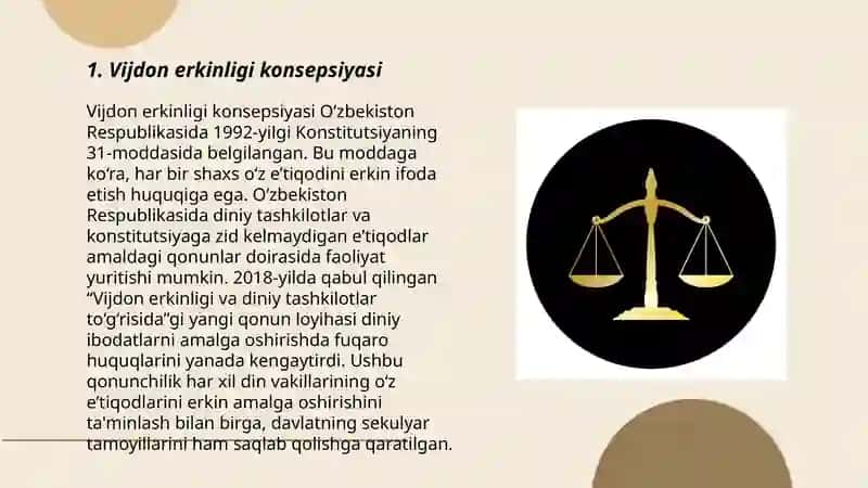 Vijdon erkinligi va diniy tashkilotlar toʻgʻrisidagi qonun 3