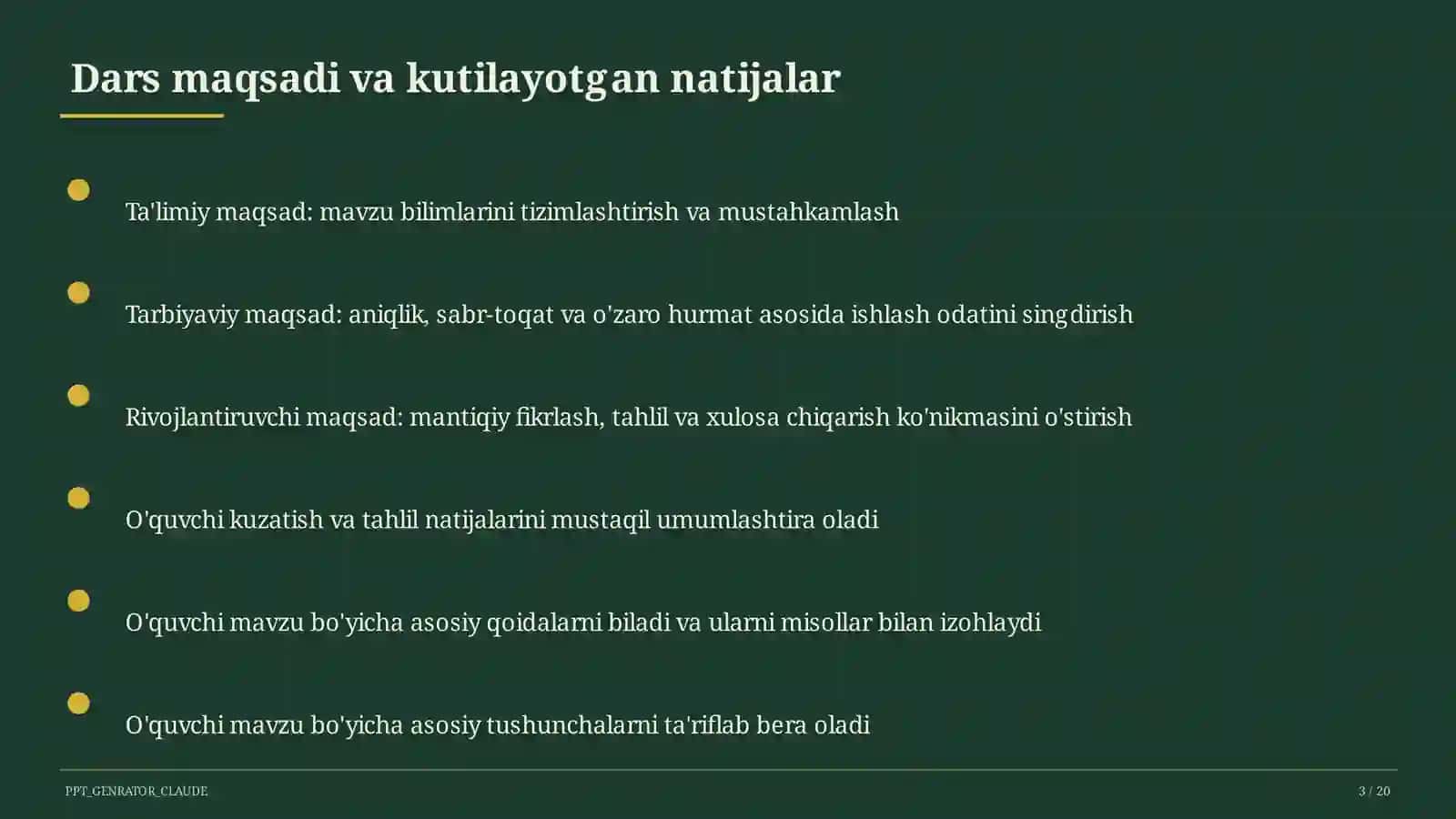 Dars rejasi 3