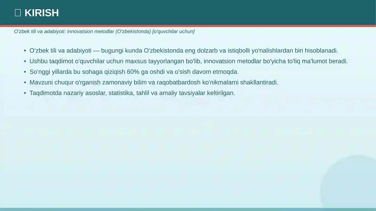 O'zbek tili va adabiyoti: innovatsion metodlar (O'zbekistonda) [o'quvchilar uchun] 3