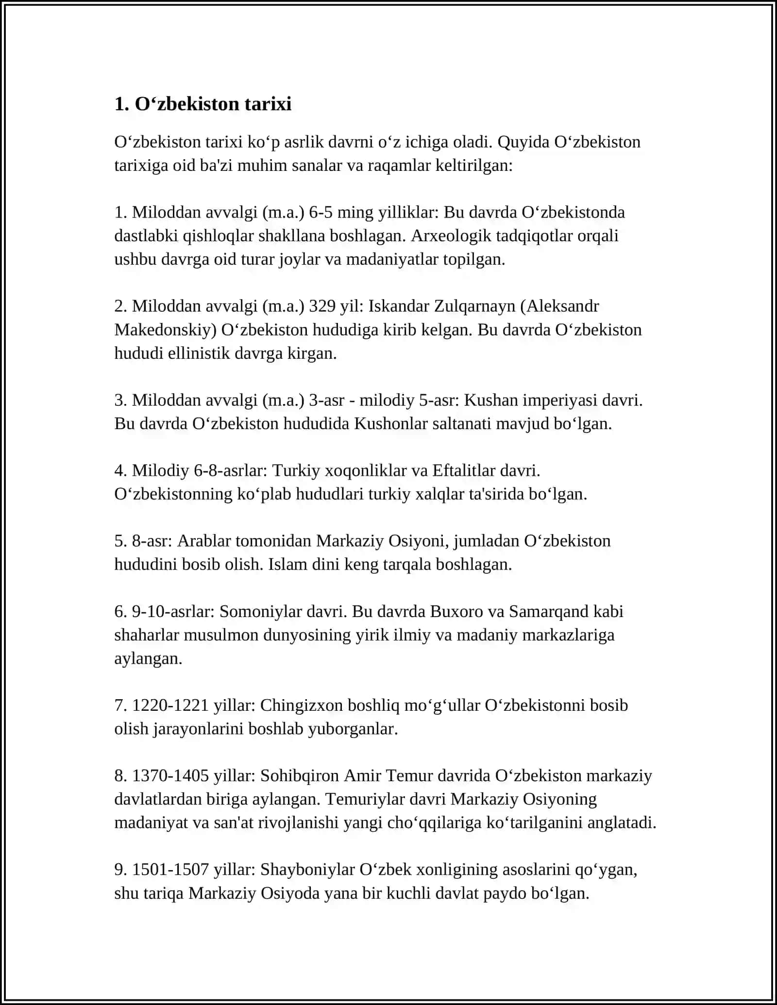 REFERAT Mavzu: UZBEKISTAN IS MY MOTHERLAND 3