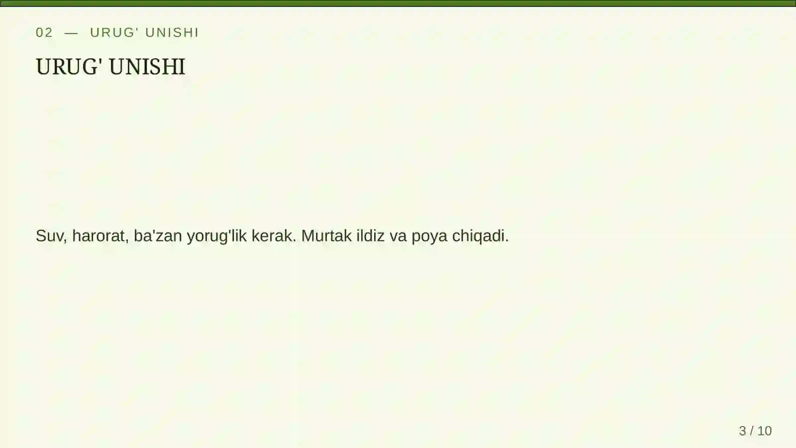 O'simliklarning o'sishi va rivojlanishi 3