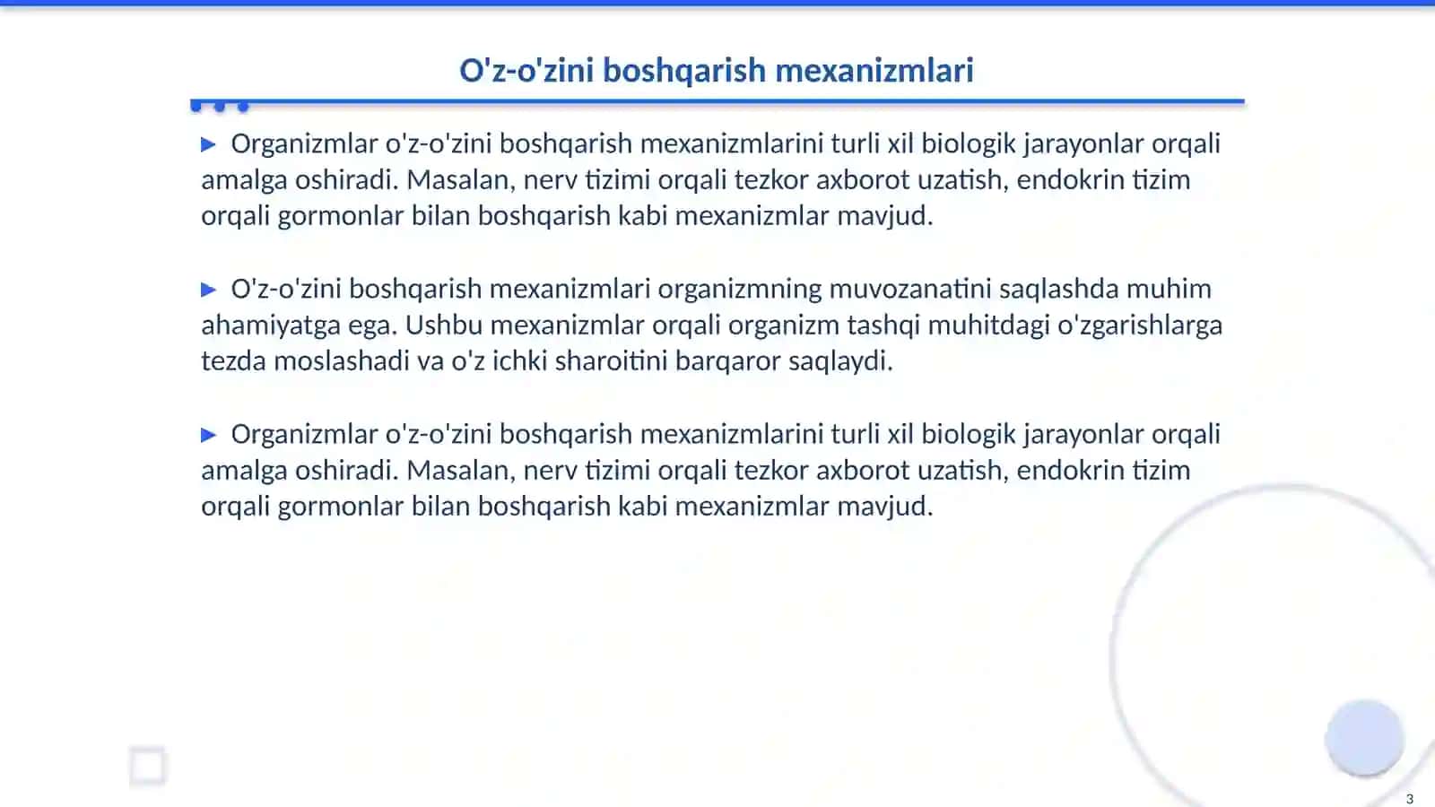 Organizimni o'z o'zini boshqarishi 3