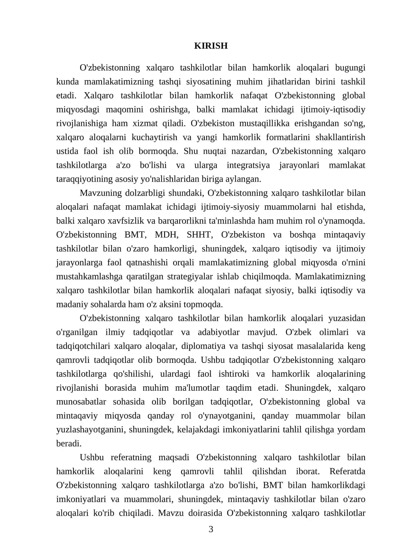 O'zbekistonning xalqaro tashkilotlar bilan hamkorlik aloqalari 3