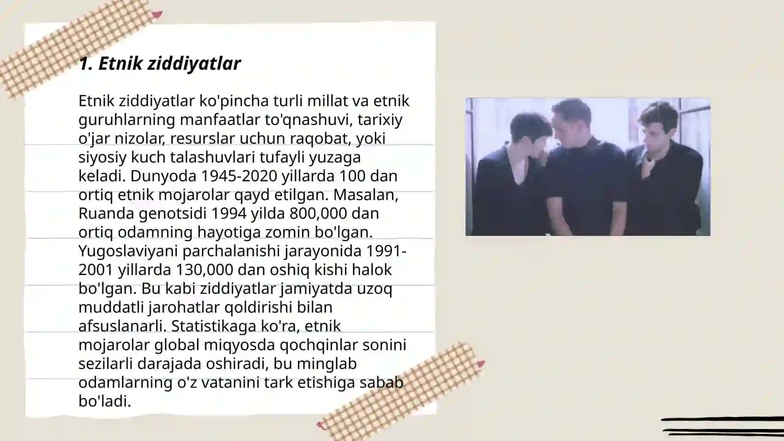 Etnik mojarolar va ziddiyatlar 3