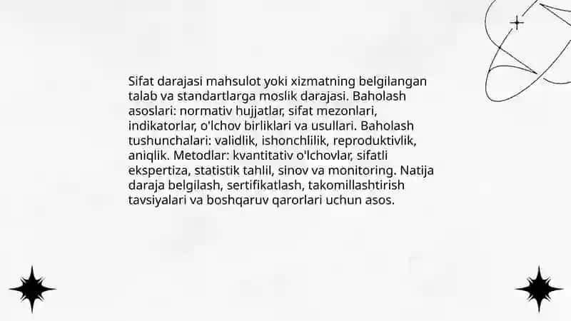 Sifat darajasini baholash usullari 3