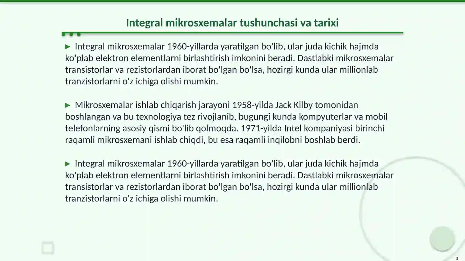 Integral mikrosxemalar. asosiy tushunchalar 3