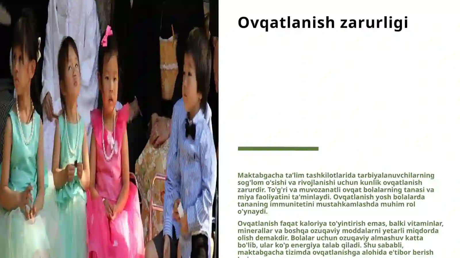 Maktabgacha ta'limda ovqatlanishning muhimligi va ehtiyojlari 3