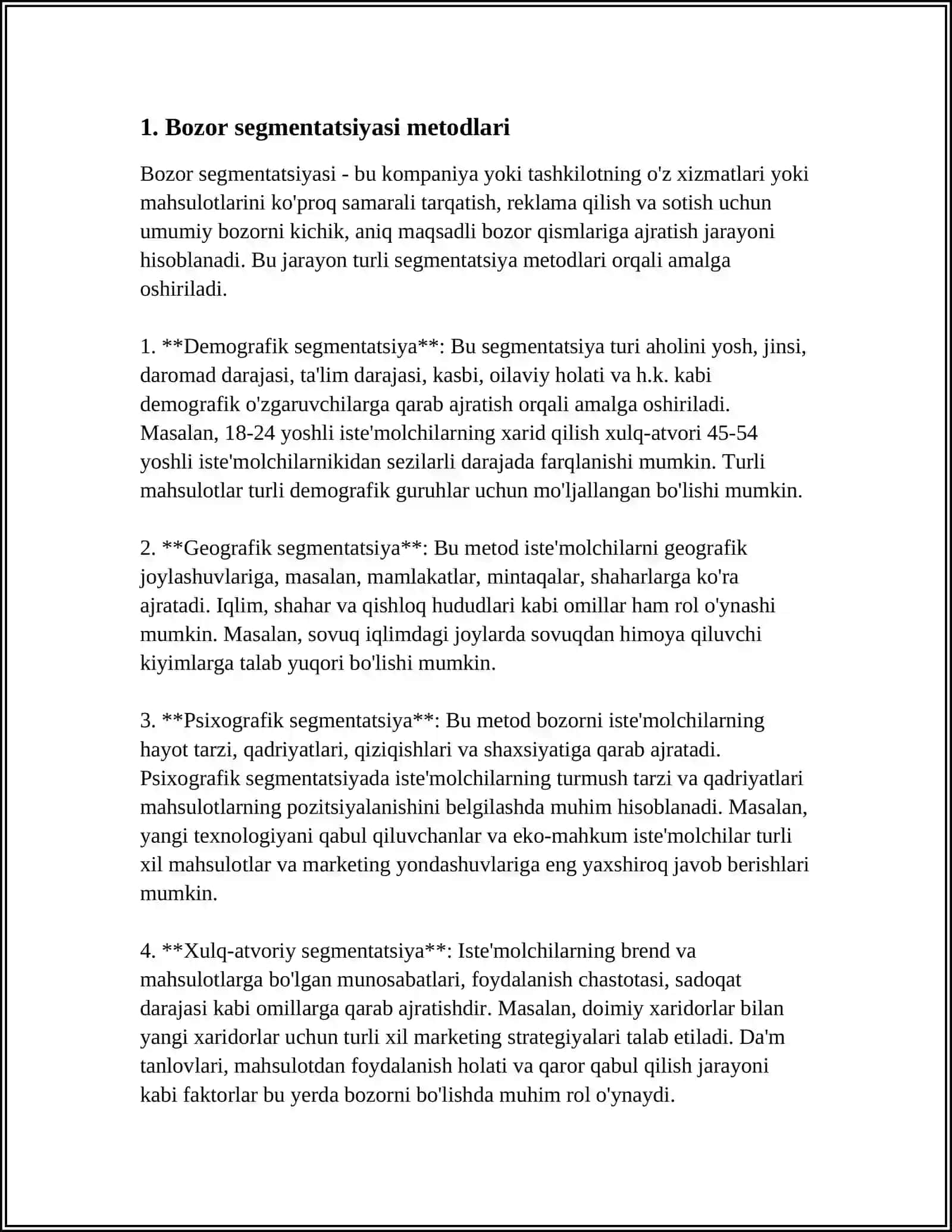 BOZOR SEGMENTATSIYASI VA MAQSADLI BOZORLASH 3