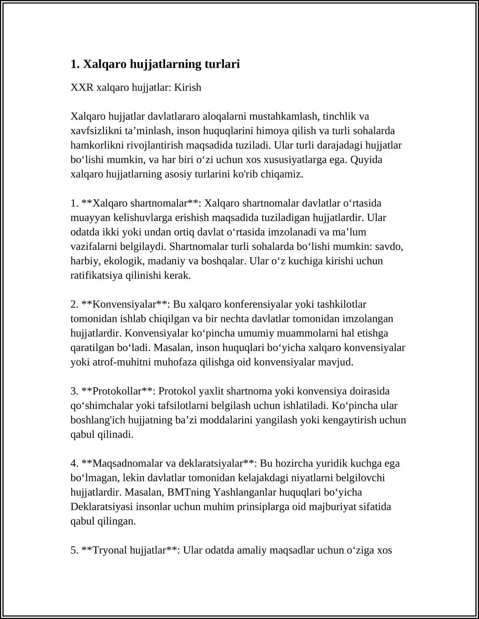 XALQARO HUJJATLAR YURITILISHI 3