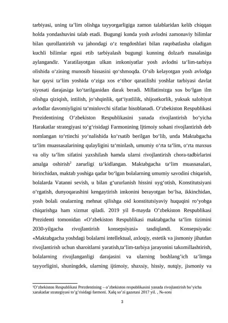 Maktabgacha Ta'lim Tizimini Yanada Takomillashtirish Kursi 3