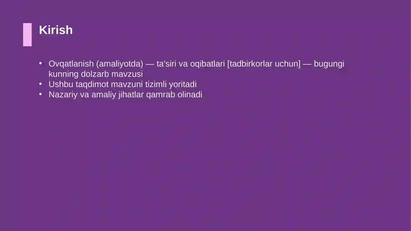 Ovqatlanish (amaliyotda) — ta'siri va oqibatlari [tadbirkorlar uchun] 3