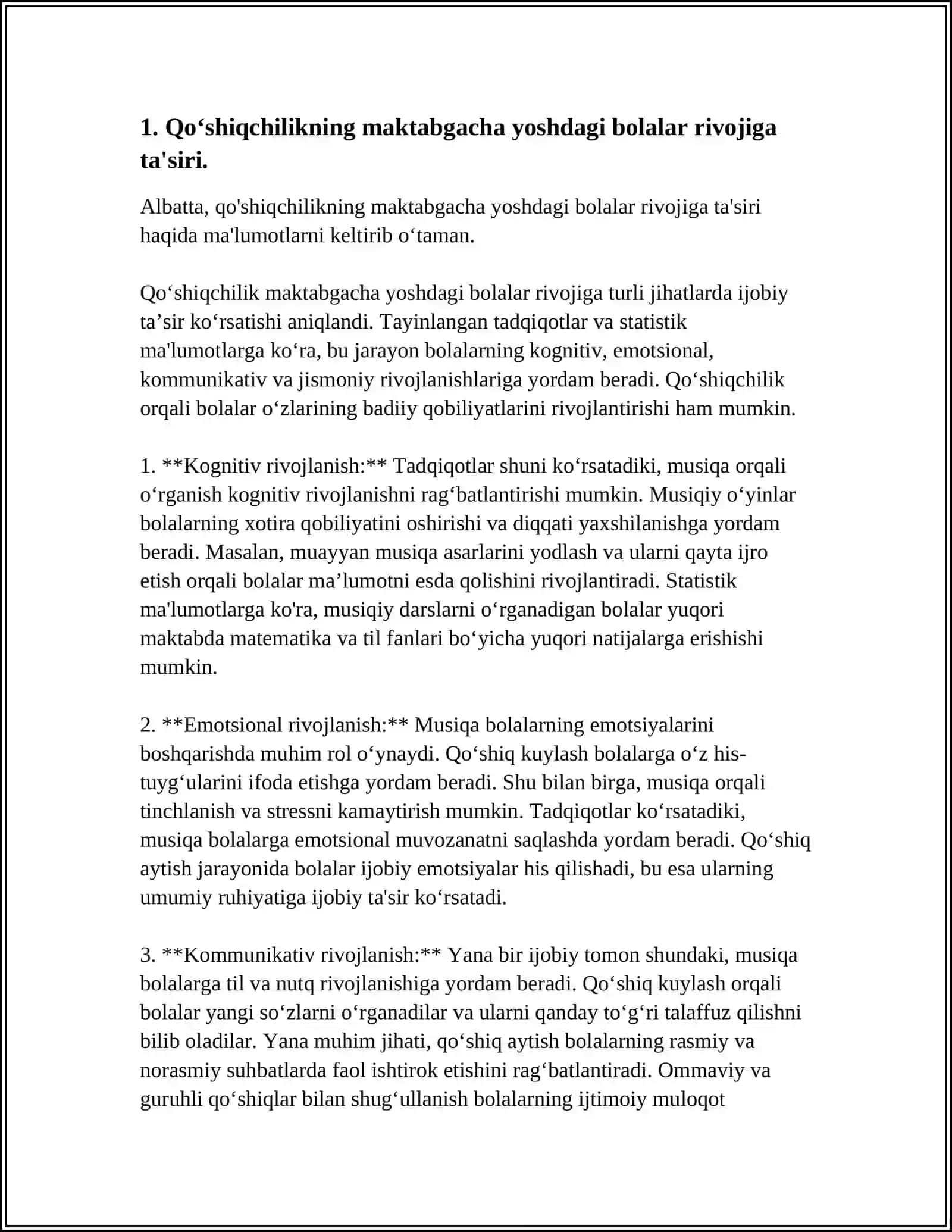MAKTABGACHA YOSHDAGI BOLALARDA QO’SHIQCHILIGI KO‘NIKMALARNI TARBIYALASH 3